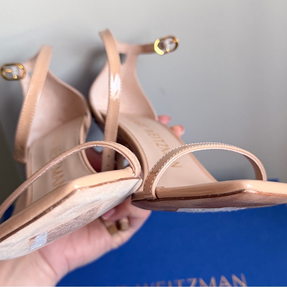 Stuart Weitzman Nudistcurve Ankle Strap Sandal (Women) in 7.5 B in Adobe - Picture 10 of 13